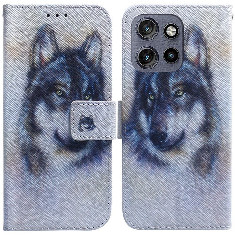 For Motorola Edge 50 Neo 5G / Moto S50 5G / Thinkphone 25 5G Wallet Case Pattern Print Leather Phone Cover - Wolf
