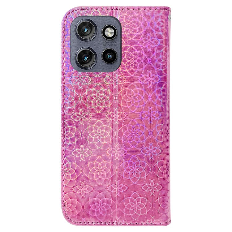 For Motorola Edge 50 Neo 5G / Moto S50 5G / Thinkphone 25 5G Stand Case Dazzling Flower Leather Phone Cover - Pink