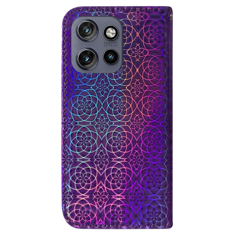 For Motorola Edge 50 Neo 5G / Moto S50 5G / Thinkphone 25 5G Stand Case Dazzling Flower Leather Phone Cover - Purple