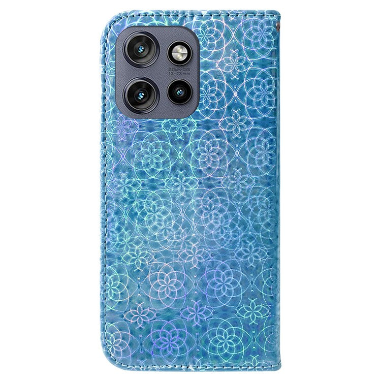 For Motorola Edge 50 Neo 5G / Moto S50 5G / Thinkphone 25 5G Stand Case Dazzling Flower Leather Phone Cover - Blue