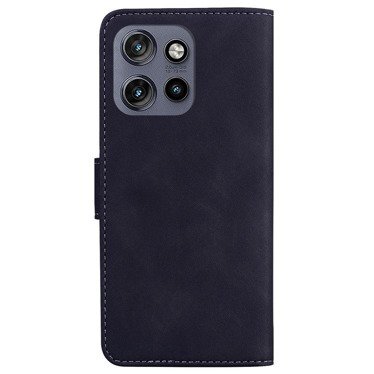 For Motorola Edge 50 Neo 5G / Moto S50 5G Case Solid Color Leather Wallet Phone Cover - Black