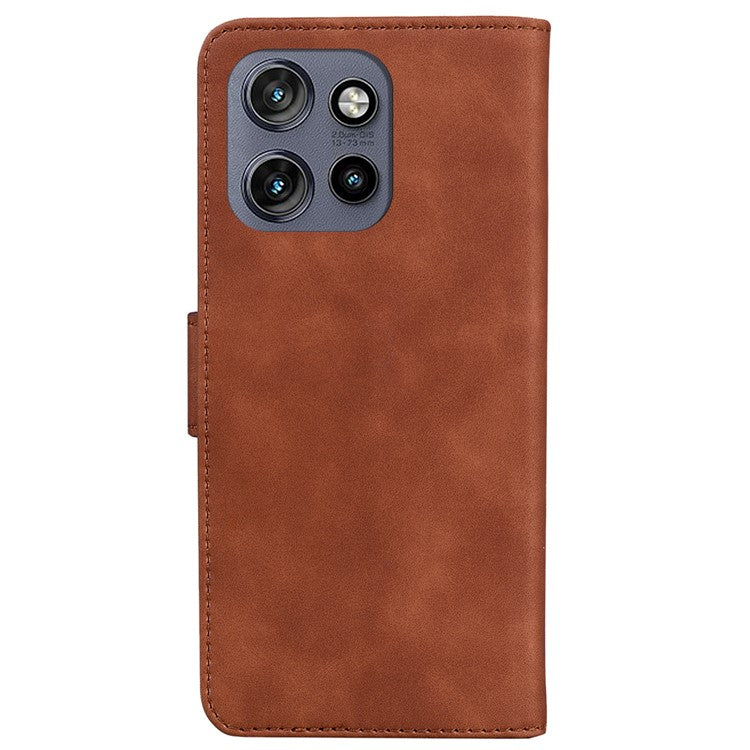 For Motorola Edge 50 Neo 5G / Moto S50 5G Case Solid Color Leather Wallet Phone Cover - Brown
