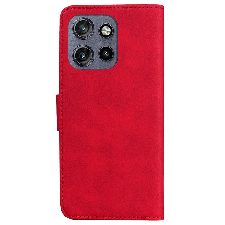 For Motorola Edge 50 Neo 5G / Moto S50 5G Case Solid Color Leather Wallet Phone Cover - Red