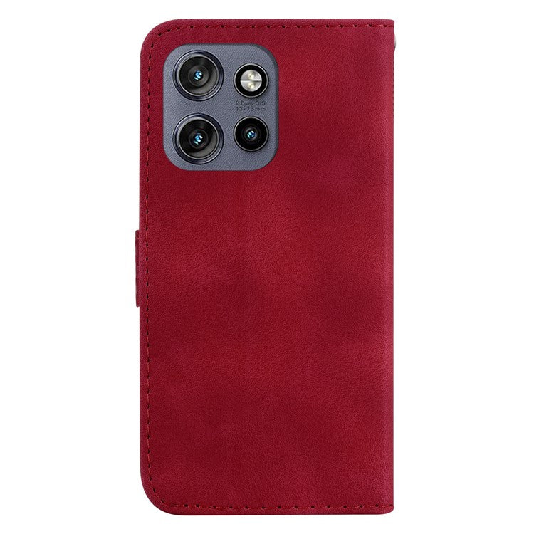 For Motorola Edge 50 Neo 5G / Moto S50 5G Stand Case 7-Shaped Pattern Imprint Leather Phone Cover - Red