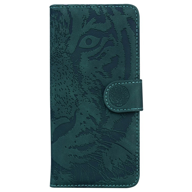 For Motorola Edge 50 Neo 5G / Moto S50 5G Case Tiger Imprint Leather Wallet Phone Cover - Green
