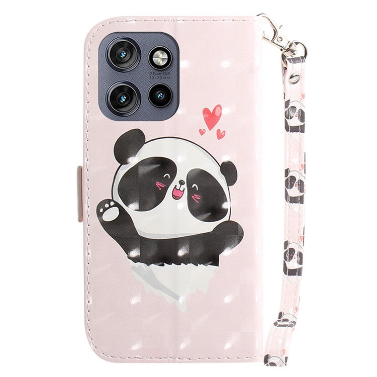 For Motorola Edge 50 Neo 5G / Moto S50 5G Case Pattern Printing Leather Wallet Phone Cover - Love Heart Panda