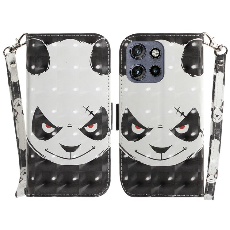 For Motorola Edge 50 Neo 5G / Moto S50 5G Case Pattern Printing Leather Wallet Phone Cover - Angry Panda