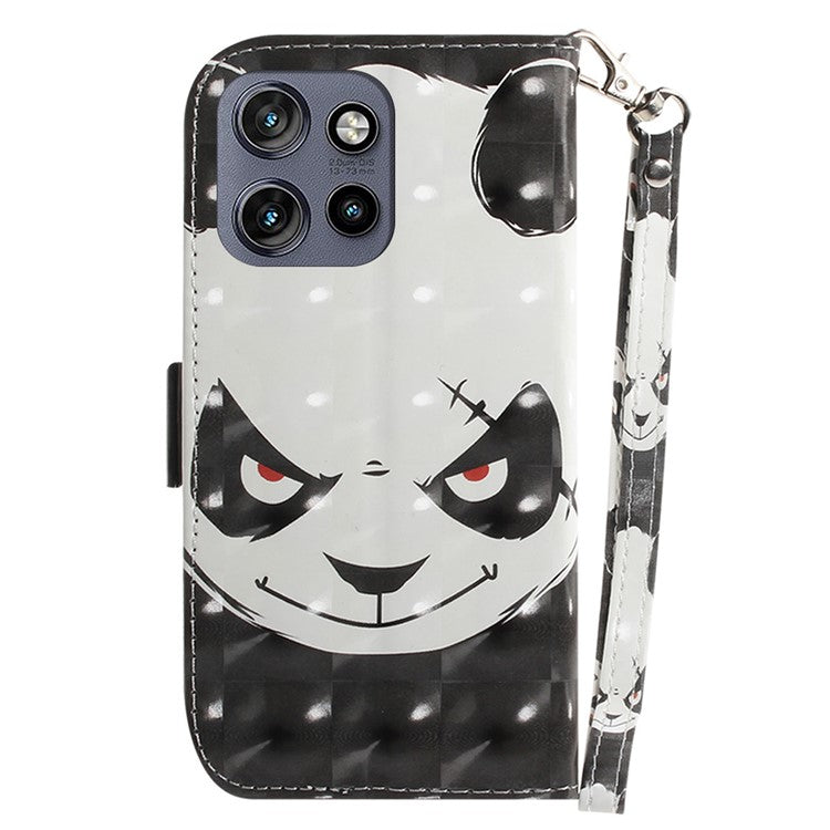 For Motorola Edge 50 Neo 5G / Moto S50 5G Case Pattern Printing Leather Wallet Phone Cover - Angry Panda
