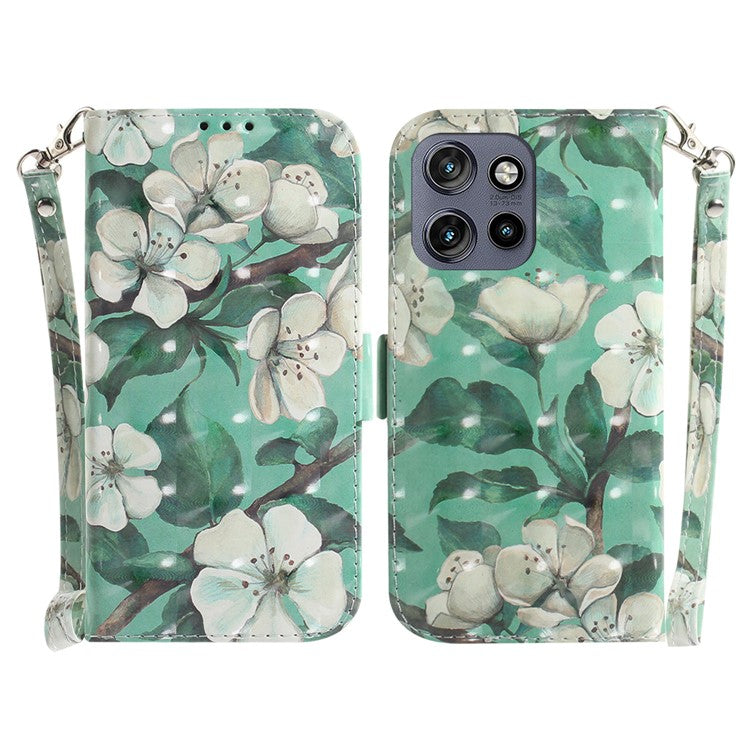 For Motorola Edge 50 Neo 5G / Moto S50 5G Case Pattern Printing Leather Wallet Phone Cover - Watercolor Flowers