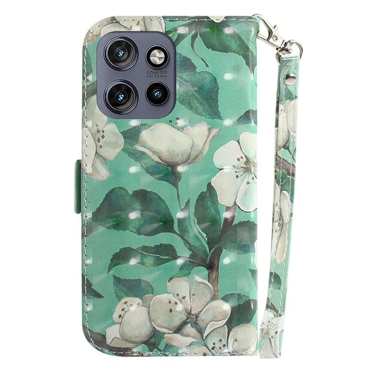 For Motorola Edge 50 Neo 5G / Moto S50 5G Case Pattern Printing Leather Wallet Phone Cover - Watercolor Flowers