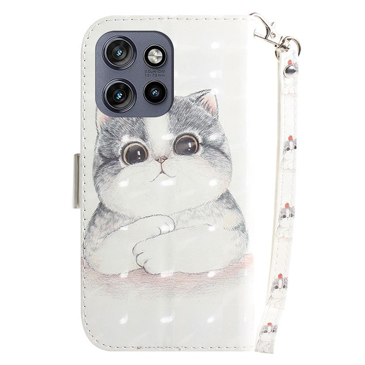 For Motorola Edge 50 Neo 5G / Moto S50 5G Case Pattern Printing Leather Wallet Phone Cover - Cute Cat