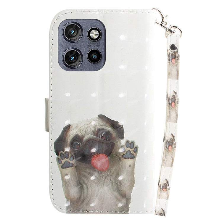 For Motorola Edge 50 Neo 5G / Moto S50 5G Case Pattern Printing Leather Wallet Phone Cover - Pug