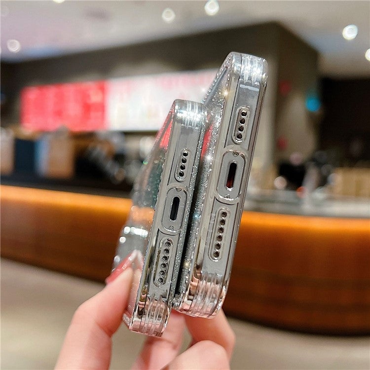 For iPhone 16 Pro Case Glitter Phone Case Rhinestone Decor Electroplating Protective Cover - Gradient Blue