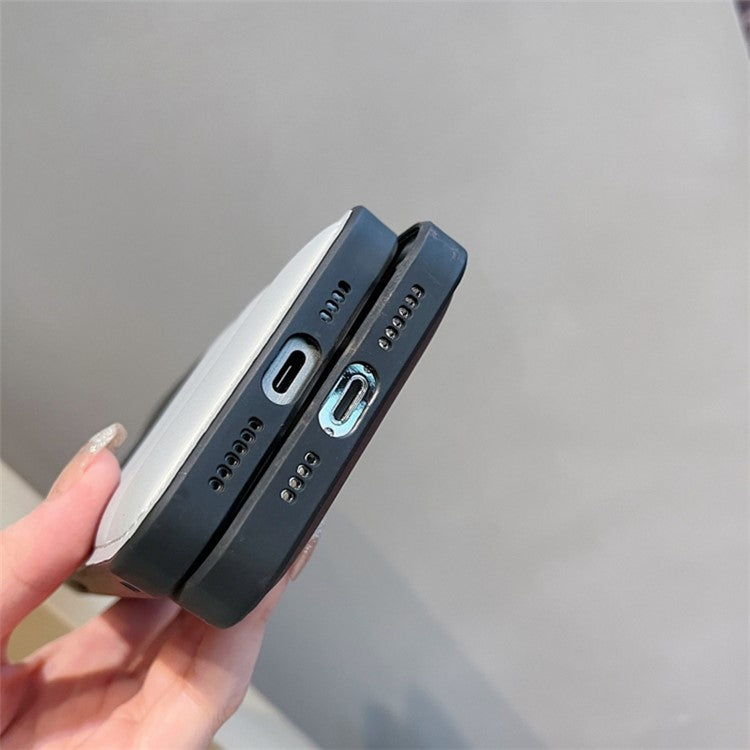 For iPhone 16 Pro Case Anti-Scratch Down Jacket PU Leather+TPU Phone Cover - Silver