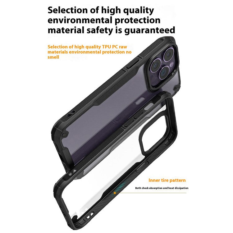 For iPhone 16 Pro Case PC+TPU Phone Cover Anti-Drop Phone Case - Black
