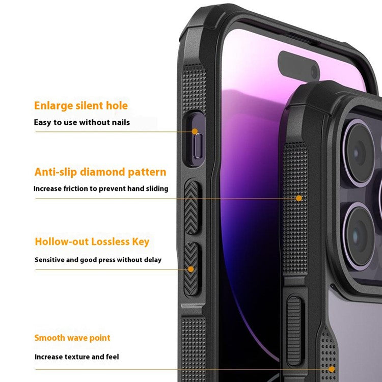 For iPhone 16 Pro Case PC+TPU Phone Cover Anti-Drop Phone Case - Black