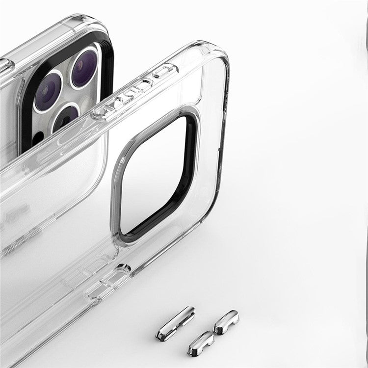 For iPhone 16 Pro Case Clear PC+TPU Hybrid Phone Cover with Lanyard - Green