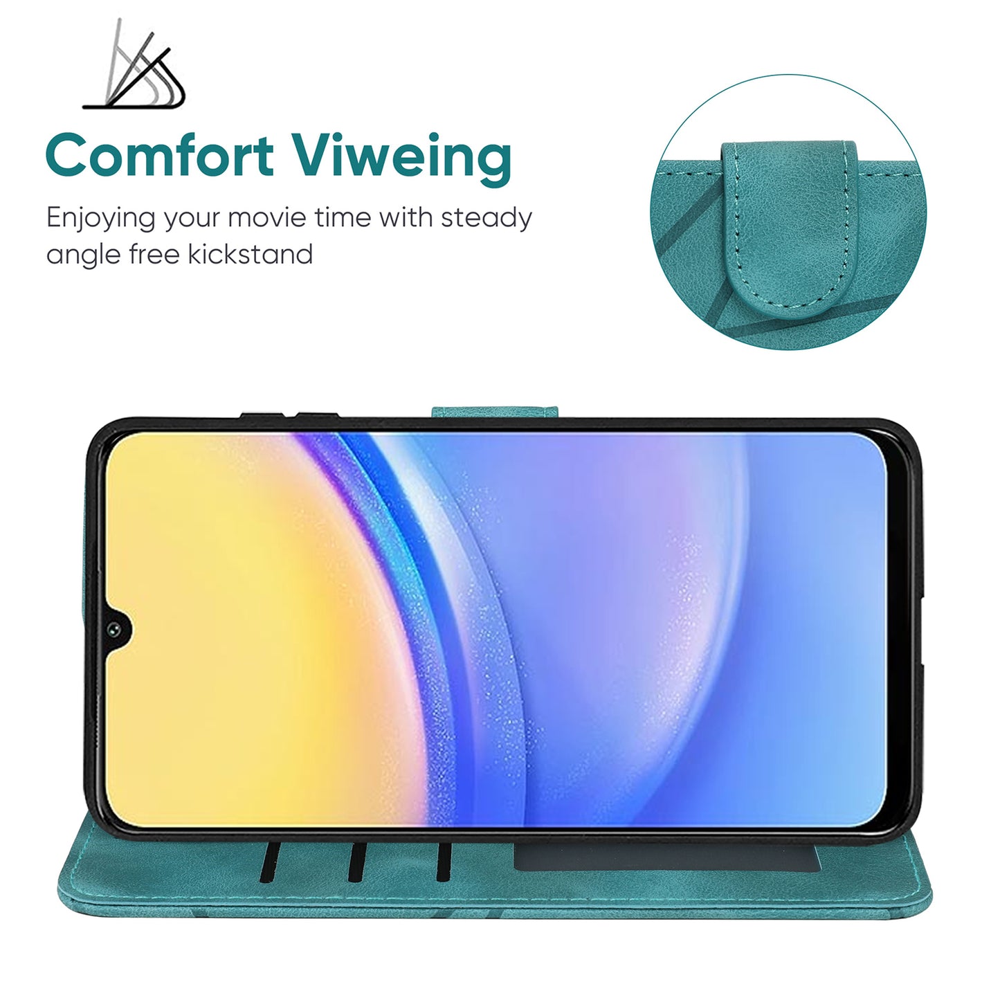 For Samsung Galaxy A16 5G / A16 4G Stand Case Line Pattern Leather Phone Cover - Green