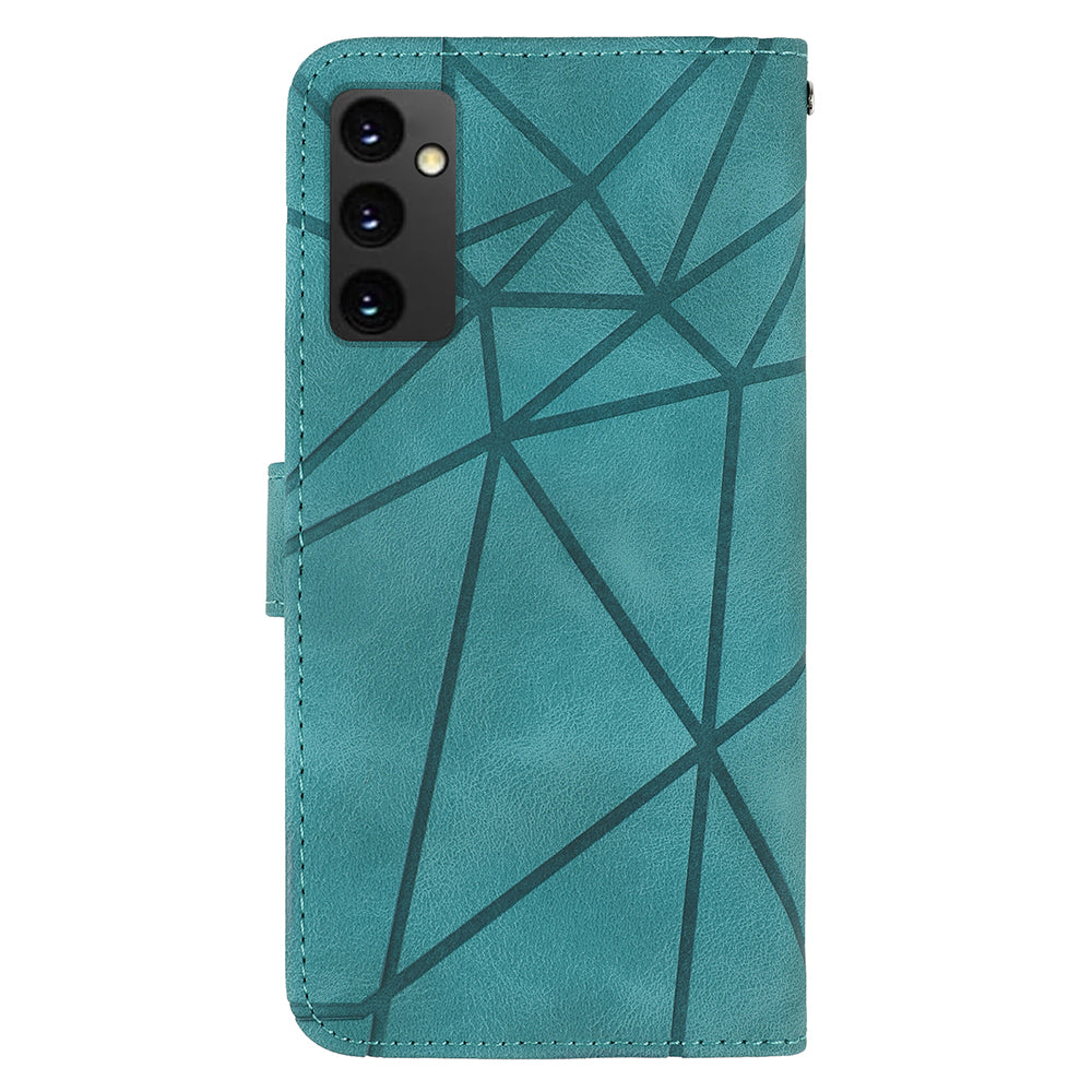 For Samsung Galaxy A16 5G / A16 4G Stand Case Line Pattern Leather Phone Cover - Green