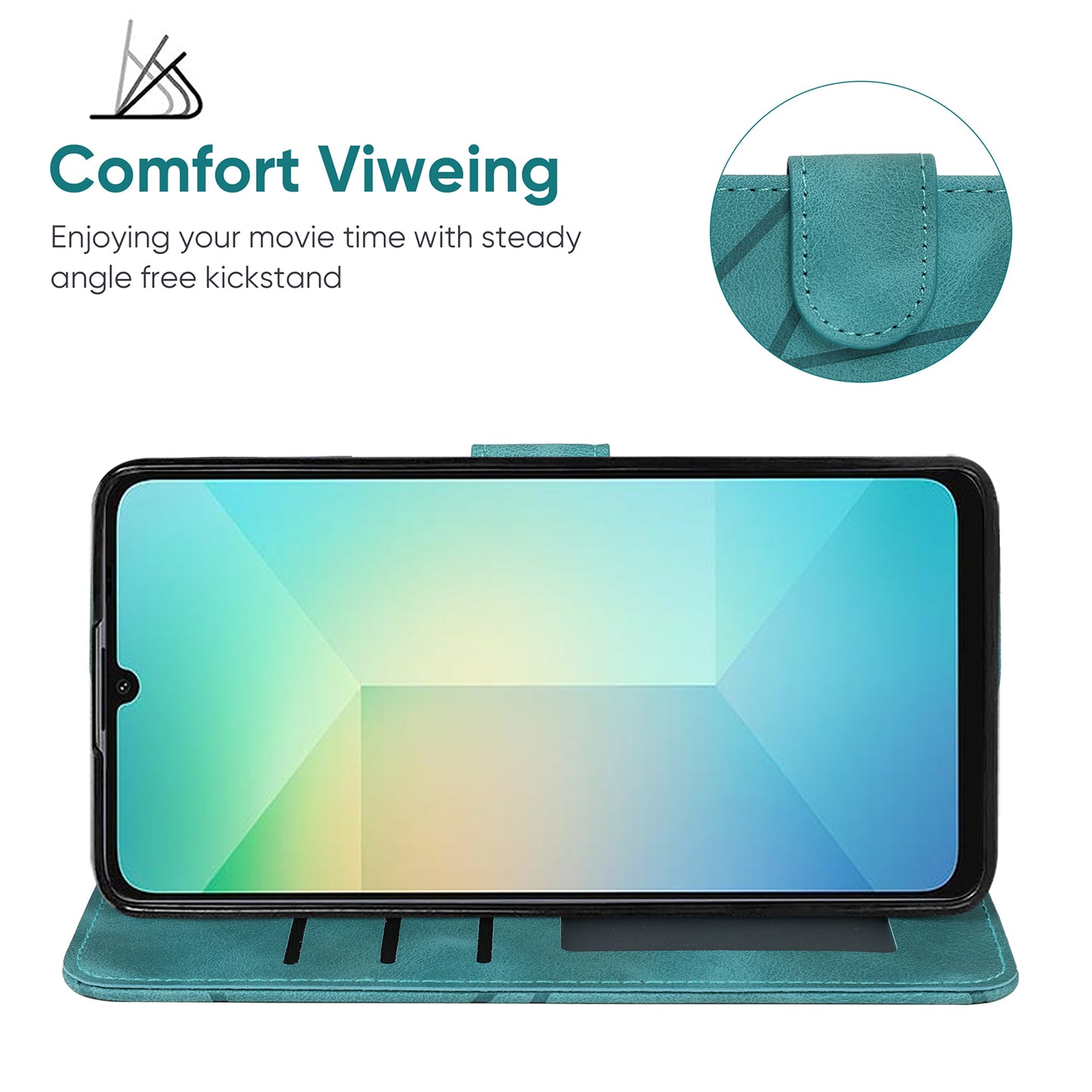 For Samsung Galaxy A06 Stand Case Line Pattern Leather Phone Cover - Green