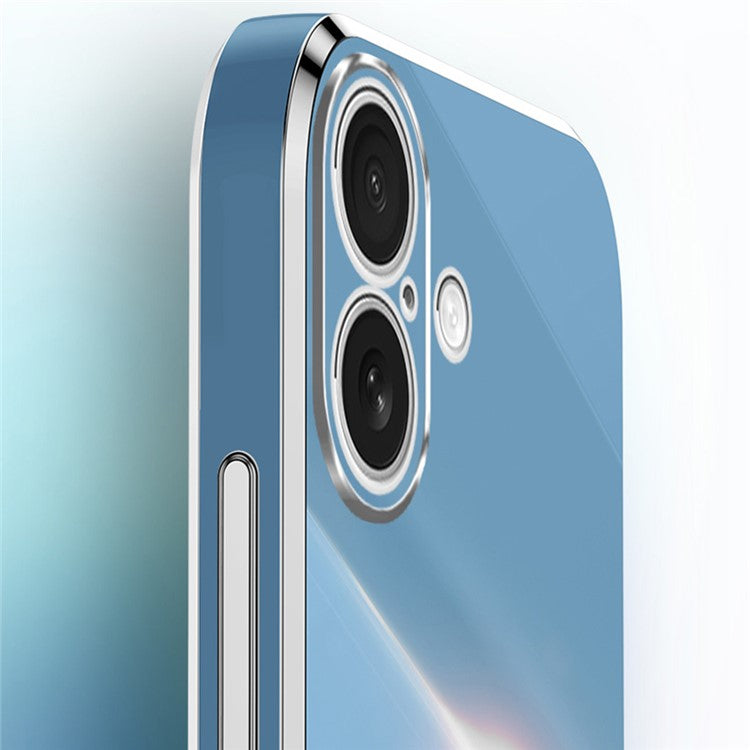 XINLI For iPhone 16 Case Ring Kickstand Electroplating TPU Phone Cover - Blue