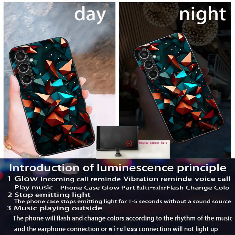 For Samsung Galaxy A16 5G / A16 4G Case Call Flash Series Pattern Printing Tempered Glass + TPU Combo Phone Case - Colorful Diamond Pattern