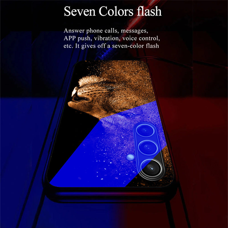 For Samsung Galaxy A16 5G / A16 4G Case Call Flash Series Pattern Printing Tempered Glass + TPU Combo Phone Case - Lion With Profile