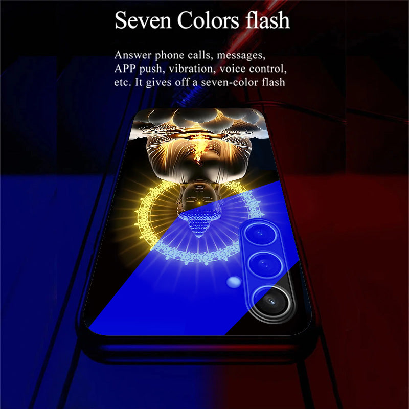 For Samsung Galaxy A16 5G / A16 4G Case Call Flash Series Pattern Printing Tempered Glass + TPU Combo Phone Case - Buddha’S Light Shines