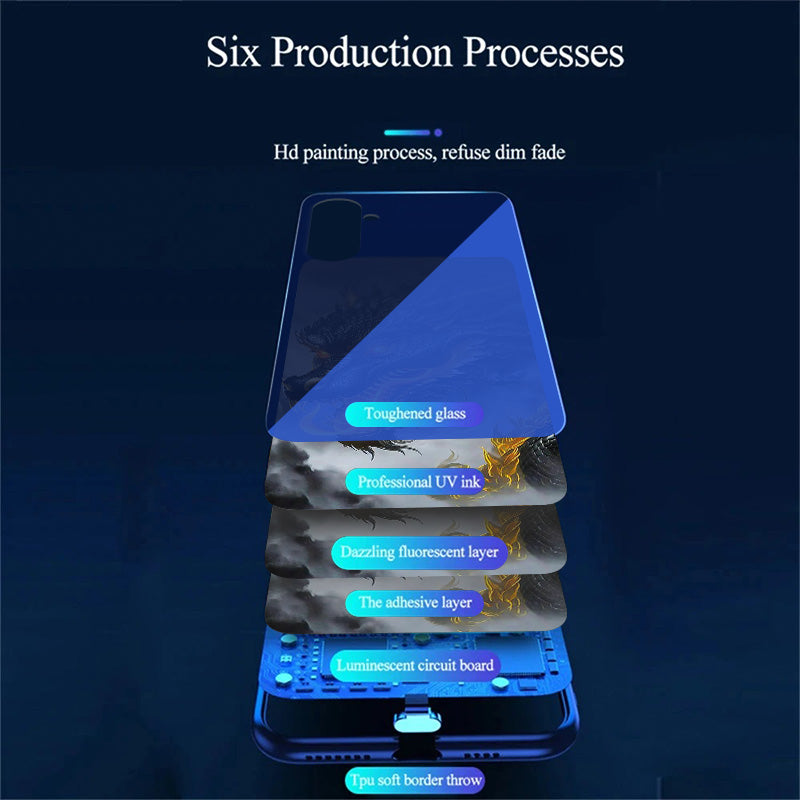 For Samsung Galaxy A16 5G / A16 4G Case Call Flash Series Pattern Printing Tempered Glass + TPU Combo Phone Case - Black Dragon