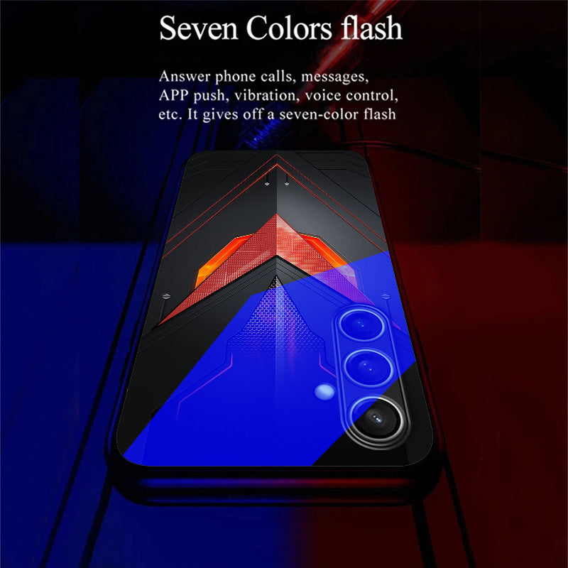 For Samsung Galaxy A16 5G / A16 4G Case Call Flash Series Pattern Printing Tempered Glass + TPU Combo Phone Case - Red Triangle Armor