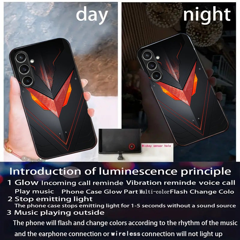 For Samsung Galaxy A16 5G / A16 4G Case Call Flash Series Pattern Printing Tempered Glass + TPU Combo Phone Case - Red Triangle Armor