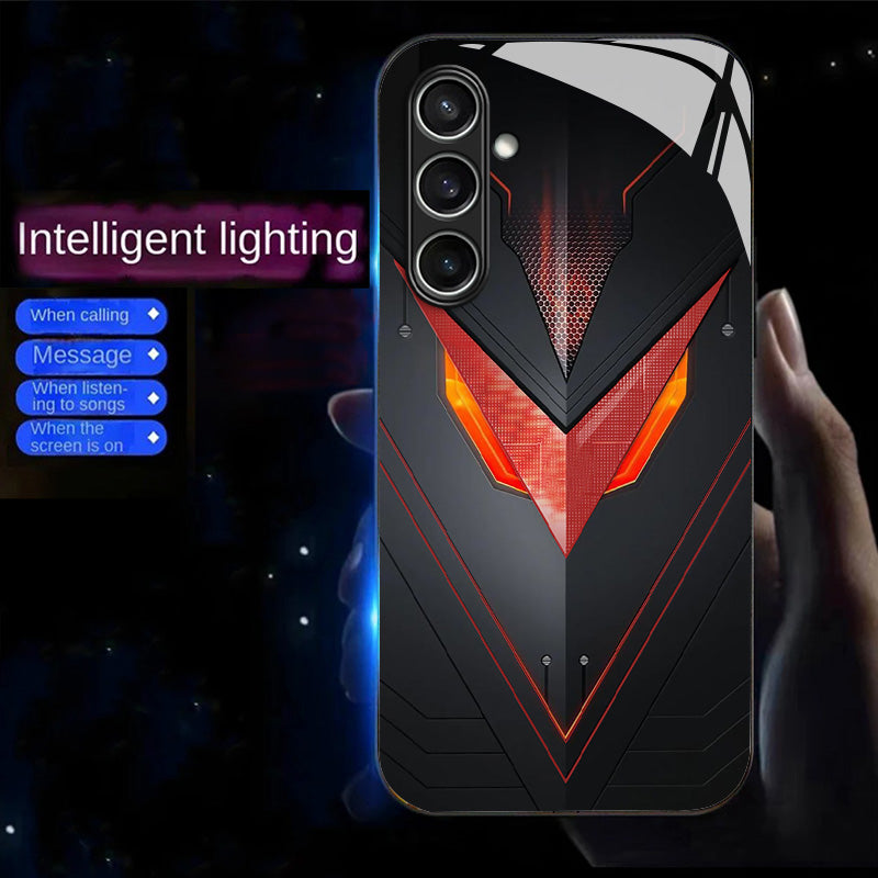 For Samsung Galaxy A16 5G / A16 4G Case Call Flash Series Pattern Printing Tempered Glass + TPU Combo Phone Case - Red Triangle Armor