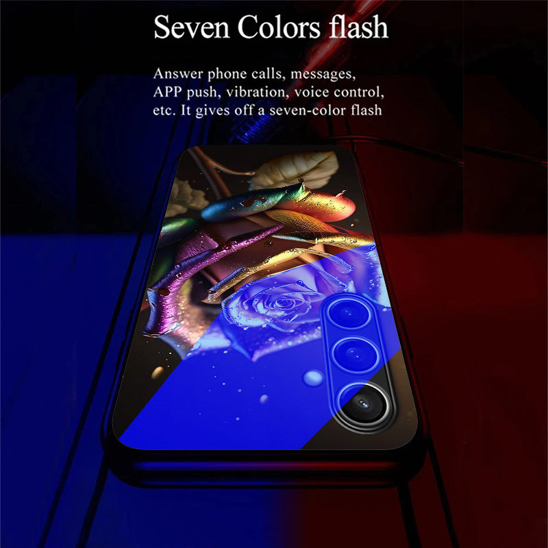 For Samsung Galaxy A16 5G / A16 4G Case Call Flash Series Pattern Printing Tempered Glass + TPU Combo Phone Case - Colorful Rose