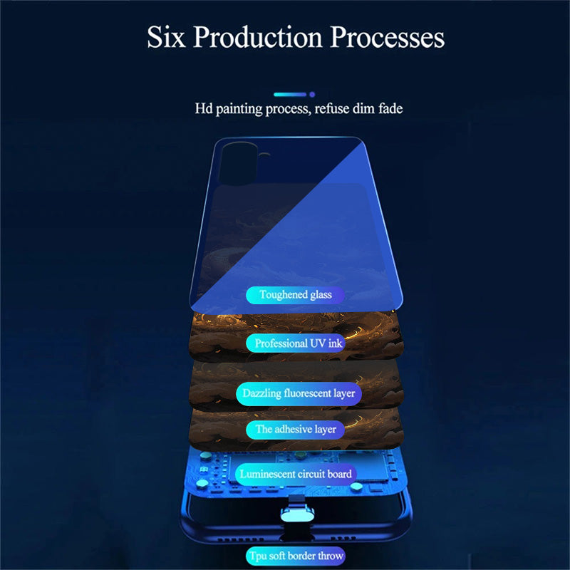 For Samsung Galaxy A16 5G / A16 4G Case Call Flash Series Pattern Printing Tempered Glass + TPU Combo Phone Case - Golden Dragon