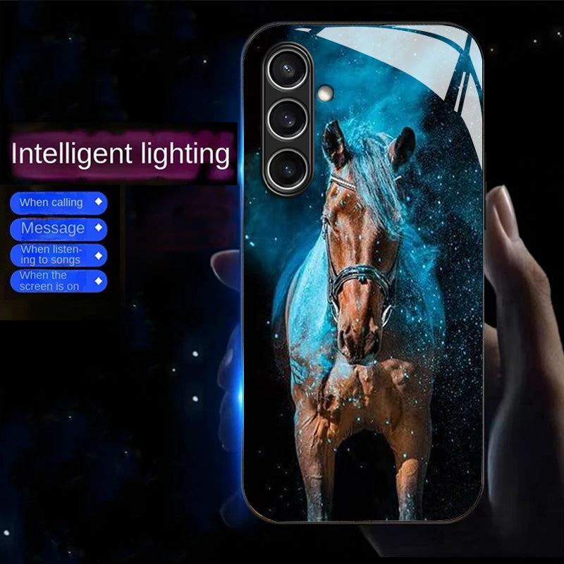 For Samsung Galaxy A16 5G / A16 4G Case Call Flash Series Pattern Printing Tempered Glass + TPU Combo Phone Case - Starlight Horse