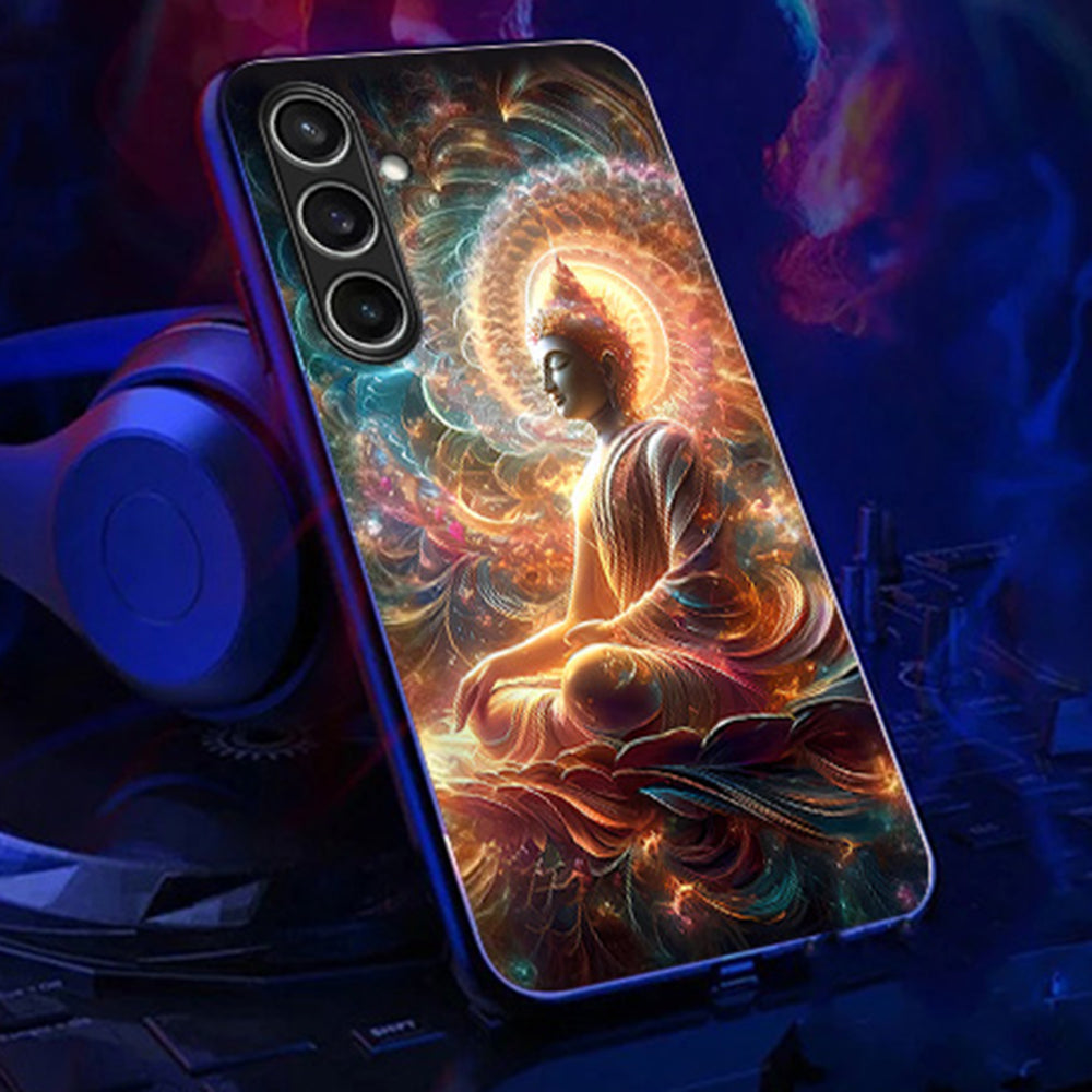 For Samsung Galaxy A16 5G / A16 4G Case Call Flash Series Pattern Printing Tempered Glass + TPU Combo Phone Case - Colorful Buddha