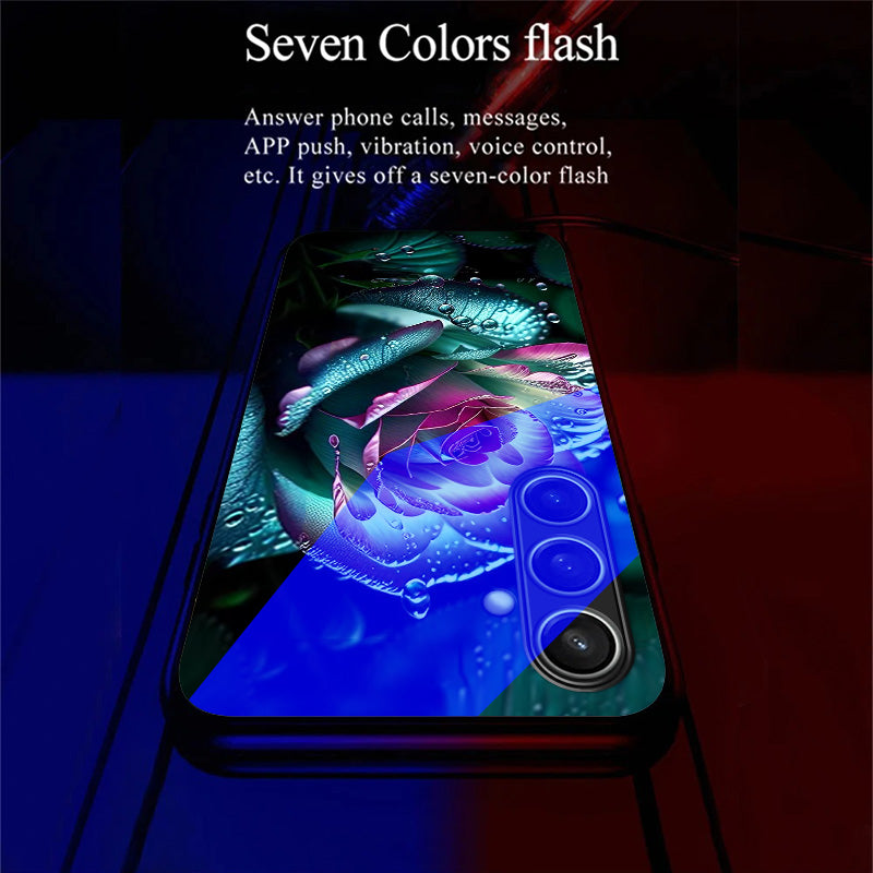 For Samsung Galaxy A16 5G / A16 4G Case Call Flash Series Pattern Printing Tempered Glass + TPU Combo Phone Case - Moon Red Rose