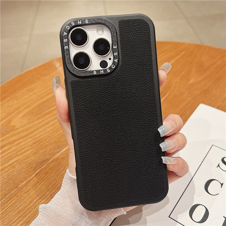 For iPhone 16 Pro Case PC+TPU+PU Leather Anti-Drop Phone Cover - Black
