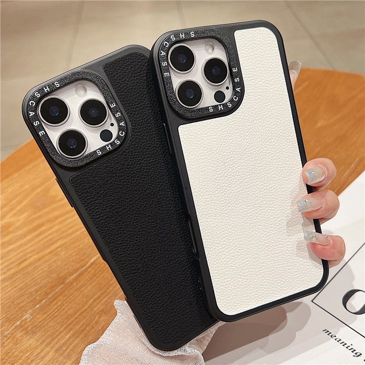 For iPhone 16 Pro Case PC+TPU+PU Leather Anti-Drop Phone Cover - Black