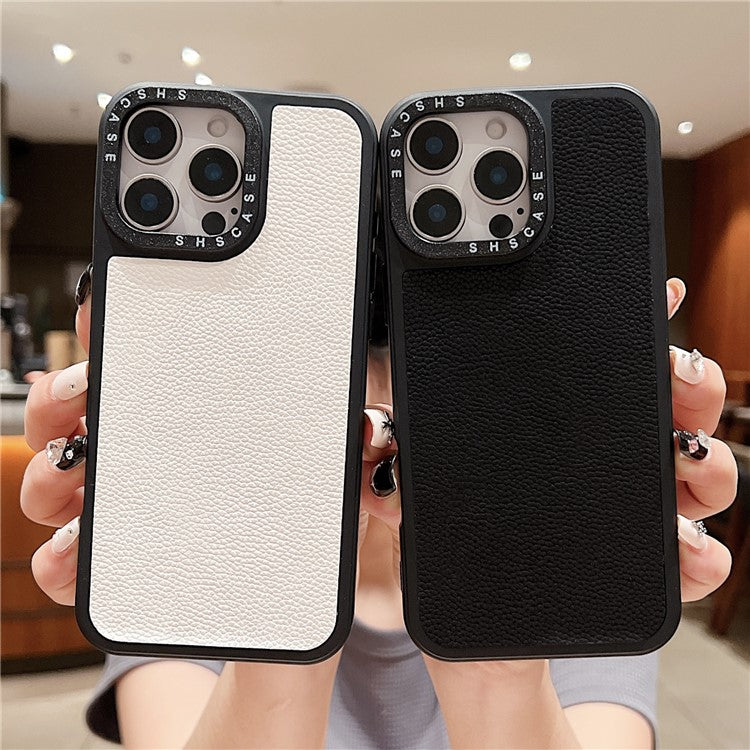 For iPhone 16 Pro Case PC+TPU+PU Leather Anti-Drop Phone Cover - Black