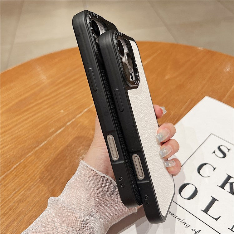 For iPhone 16 Pro Case PC+TPU+PU Leather Anti-Drop Phone Cover - Black