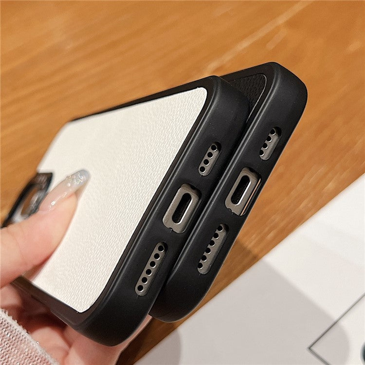 For iPhone 16 Pro Case PC+TPU+PU Leather Anti-Drop Phone Cover - Black
