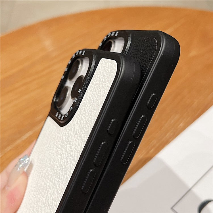 For iPhone 16 Pro Case PC+TPU+PU Leather Anti-Drop Phone Cover - Black