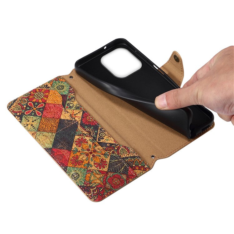 For iPhone 16 Pro Case Flower Printing Stand PU Leather Protective Phone Cover - Summer