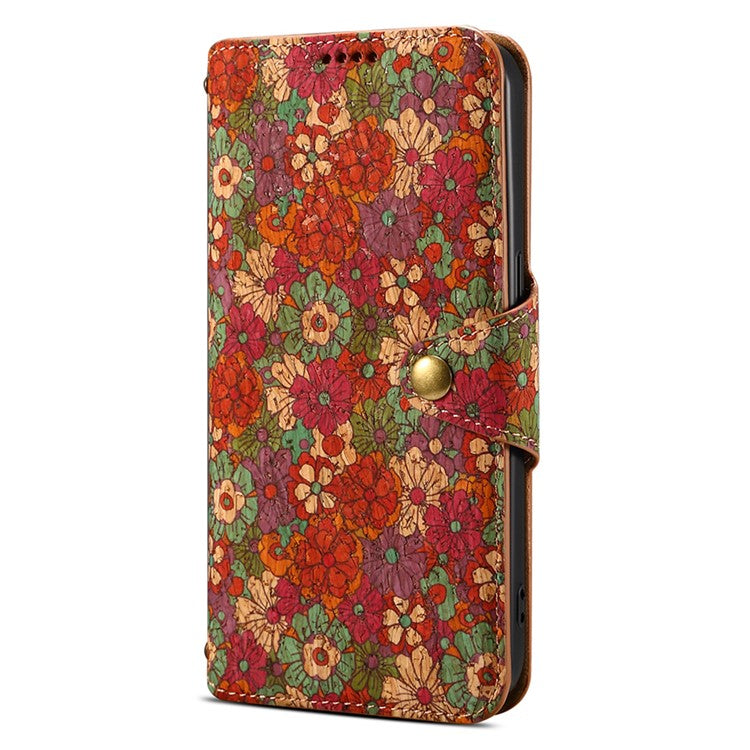 For iPhone 16 Pro Case Flower Printing Stand PU Leather Protective Phone Cover - Summer