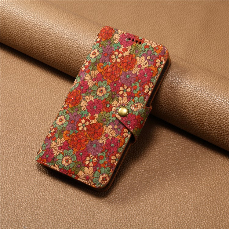 For iPhone 16 Pro Case Flower Printing Stand PU Leather Protective Phone Cover - Summer