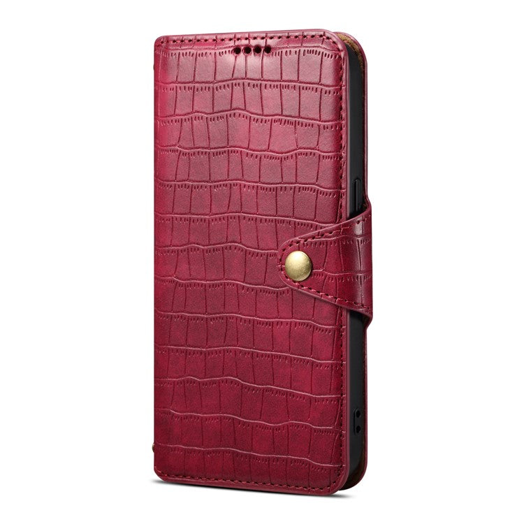 For iPhone 16 Plus Case Wallet Crocodile Texture Leather Phone Cover - Red