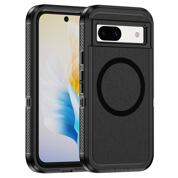 For Google Pixel 8a Case Matte TPU+PC Back Drop-proof Phone Cover Compatible with MagSafe - Black