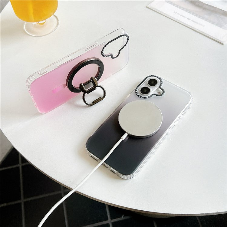 For iPhone 16 Plus Case Compatible with MagSafe IMD Matte Gradient Hard PC Phone Cover - Green