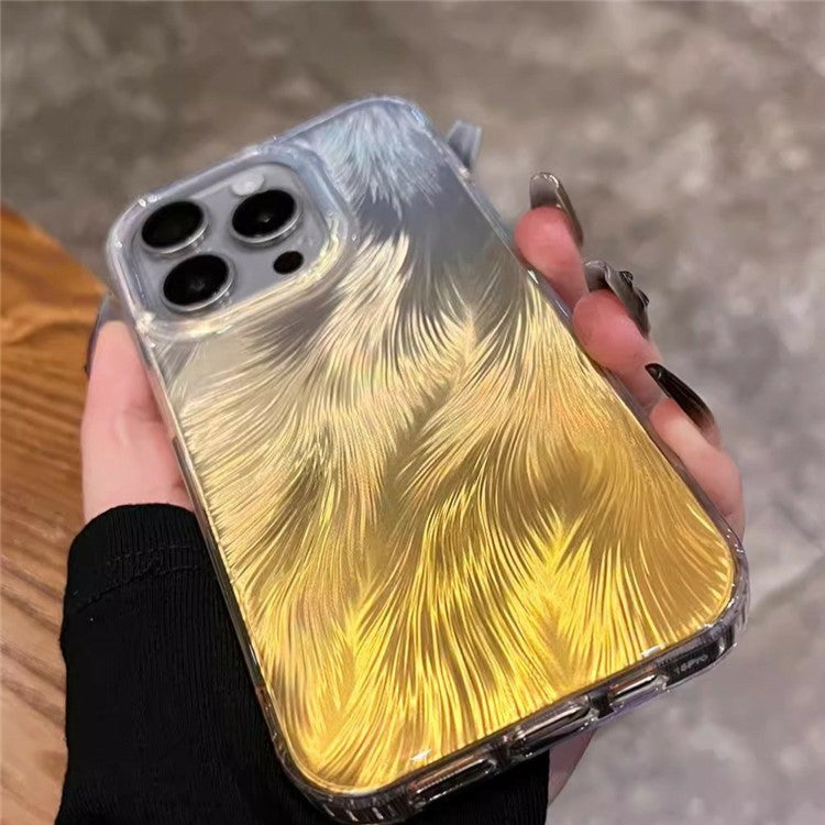 For iPhone 16 Pro Case Fox Tail Pattern Hot Stamping Electroplating Soft TPU Phone Shell - Silver